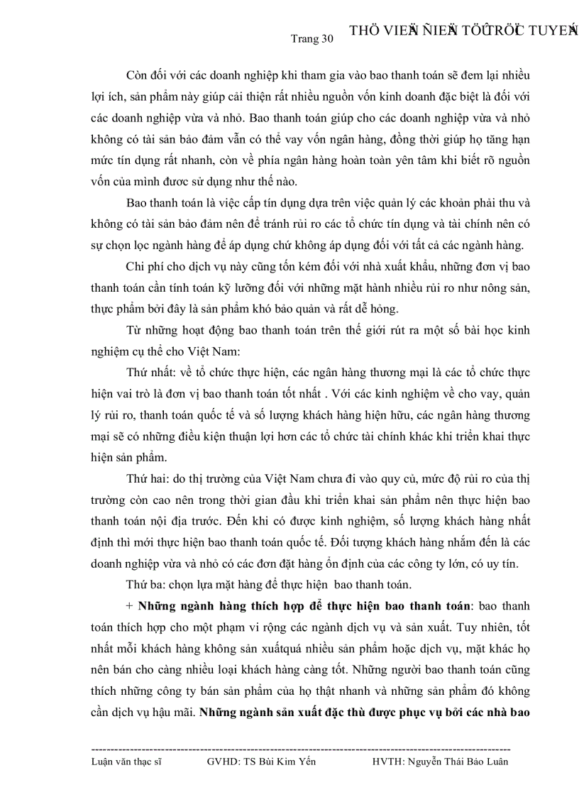 image for page Tình hình thực hiện bao thanh toán tại Việt Nam và một số giải pháp để đưa sản phẩm bao thanh toán vào ứng dụng taị Ngân hàng Đầu tư và phát triển Việt Nam