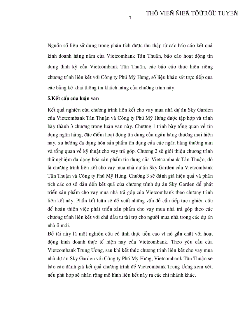 image for page Phát triển sản phẩm cho vay mua nhà trả góp theo chương trình dự án Sky Garden của Vietcombank Tân Thuận và Công ty Phú Mỹ Hưng