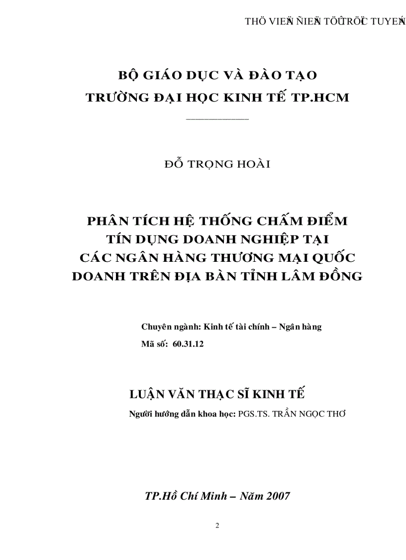 image for page Phân tích hệ thống chấm điểm tín dụng doanh nghiệp tại các ngân hàng thương mại quốc doanh trên địa bàn tỉnh Lâm Đồng