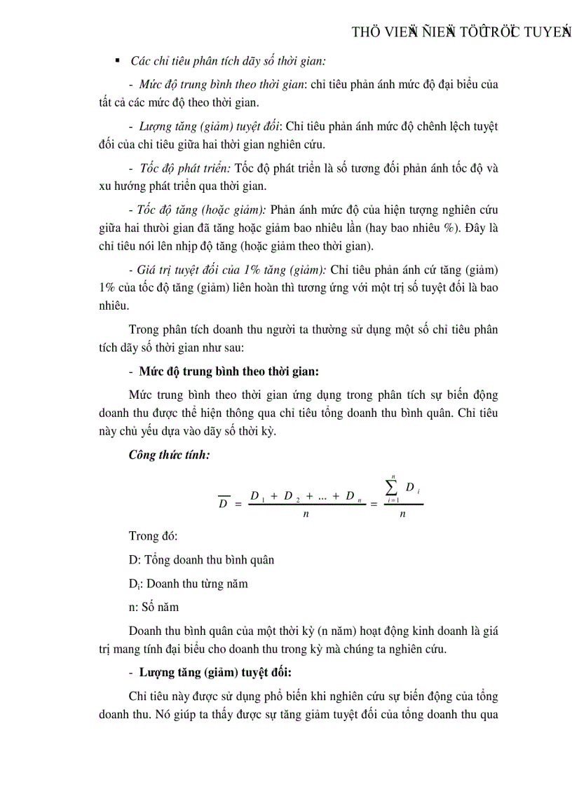 image for page Vận dụng một số phương pháp thống kê phân tích biến động doanh thu tại khách sạn Hoà Bình