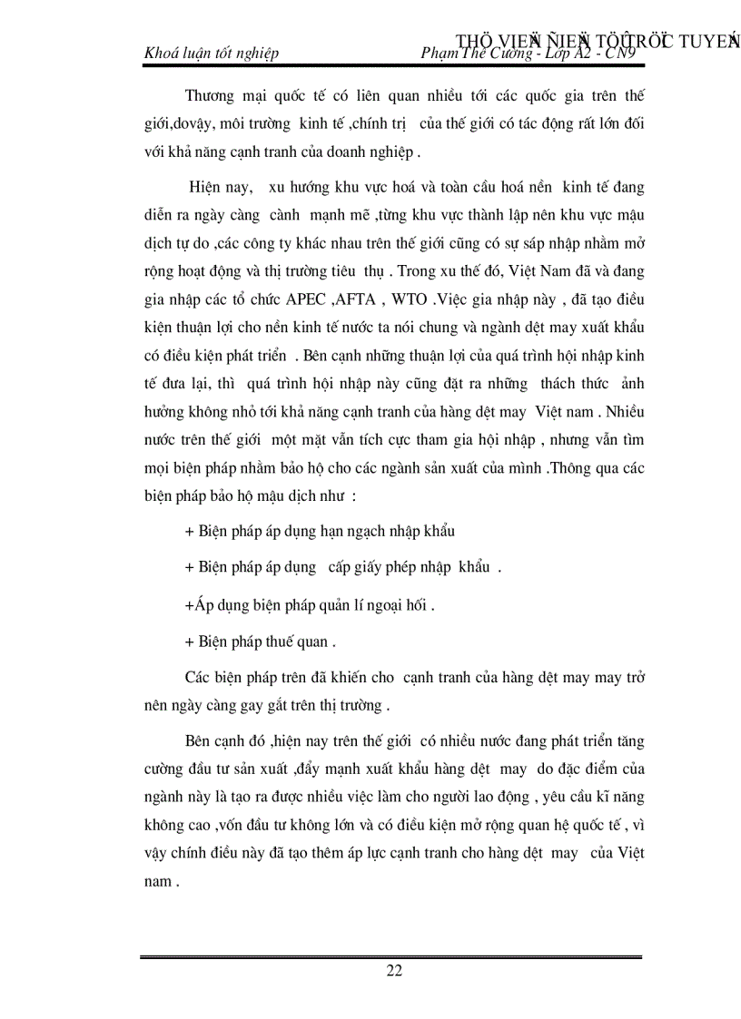 image for page Đánh giá khả năng cạnh tranh của hàng dệt may Việt Nam Thực trạng và giải pháp