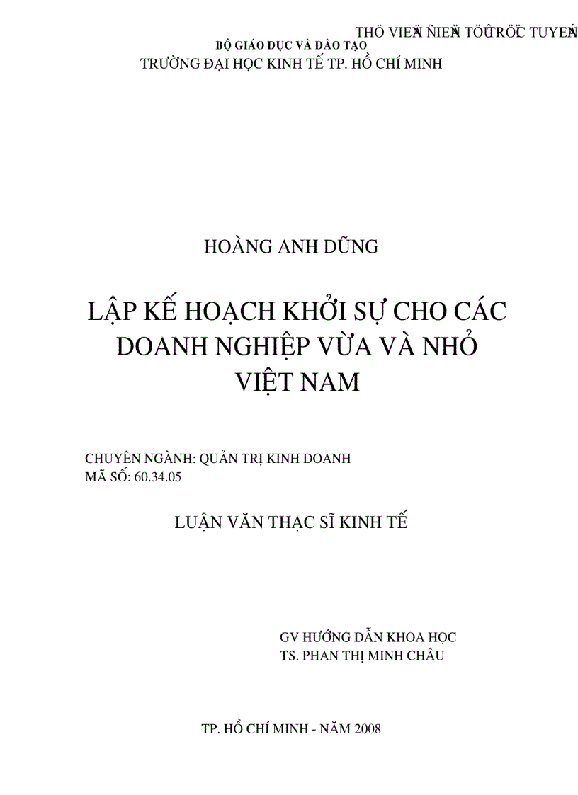 Lập kế hoạch khởi sự cho các doanh nghiệp vừa và nhỏ Việt Nam