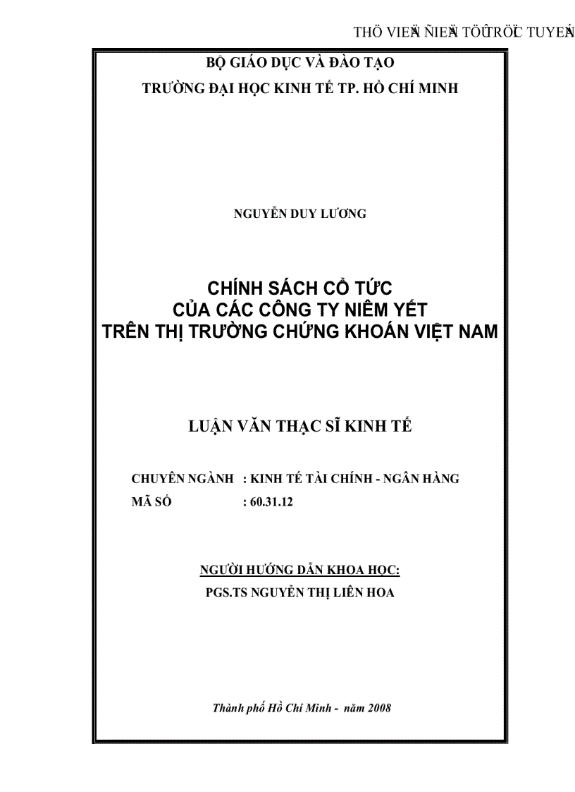 image for page Chính sách cổ tức của các công ty niêm yết trên thị trường chứng khoán Việt Nam
