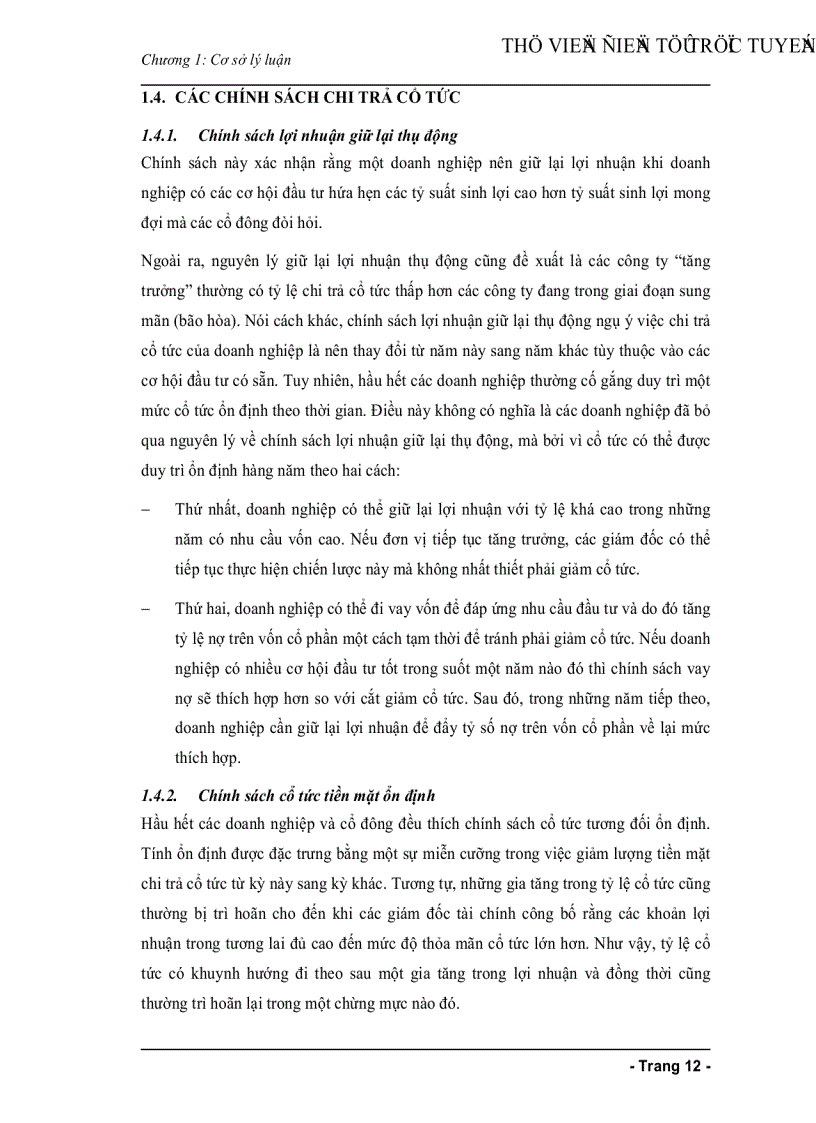 image for page Chính sách cổ tức của các công ty niêm yết trên thị trường chứng khoán Việt Nam