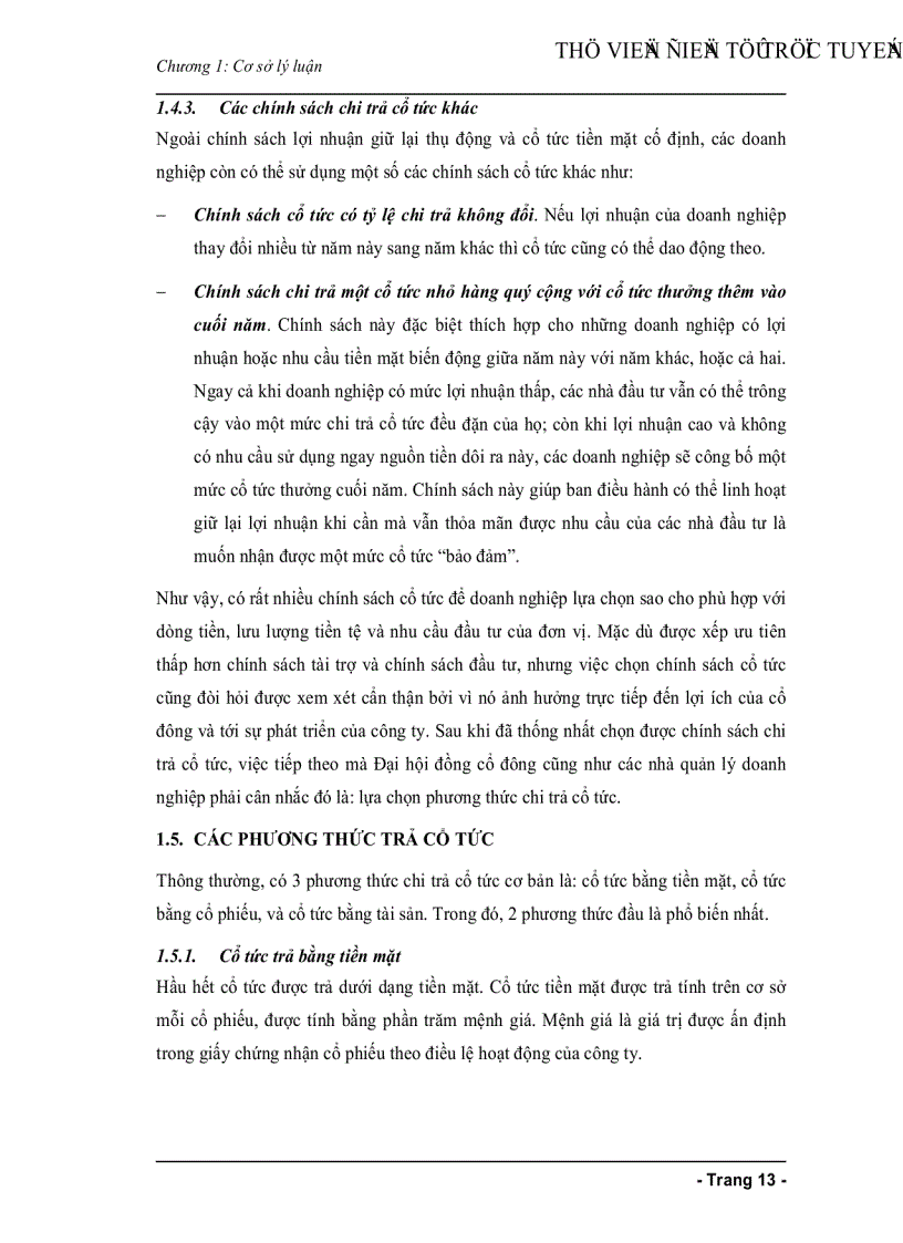 image for page Chính sách cổ tức của các công ty niêm yết trên thị trường chứng khoán Việt Nam