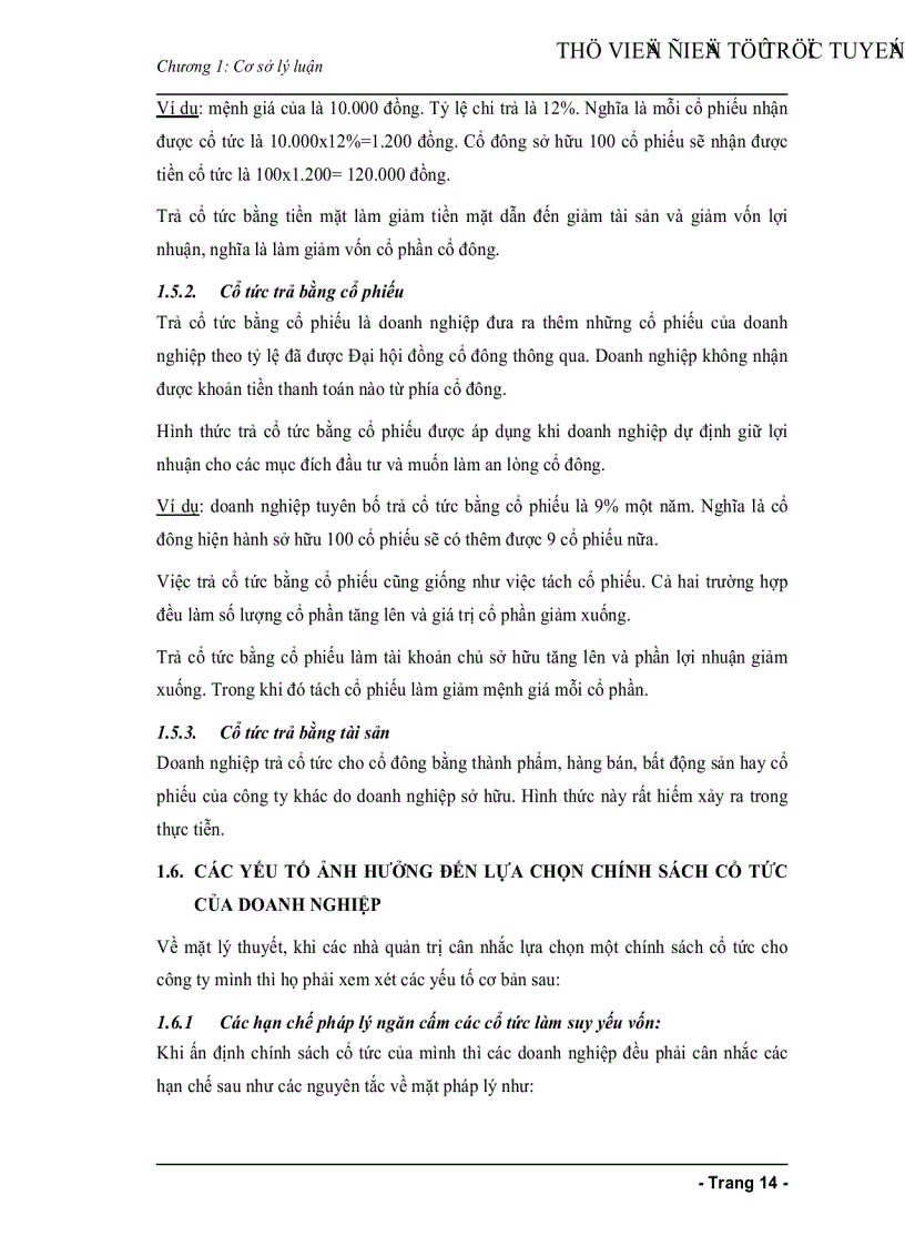 image for page Chính sách cổ tức của các công ty niêm yết trên thị trường chứng khoán Việt Nam