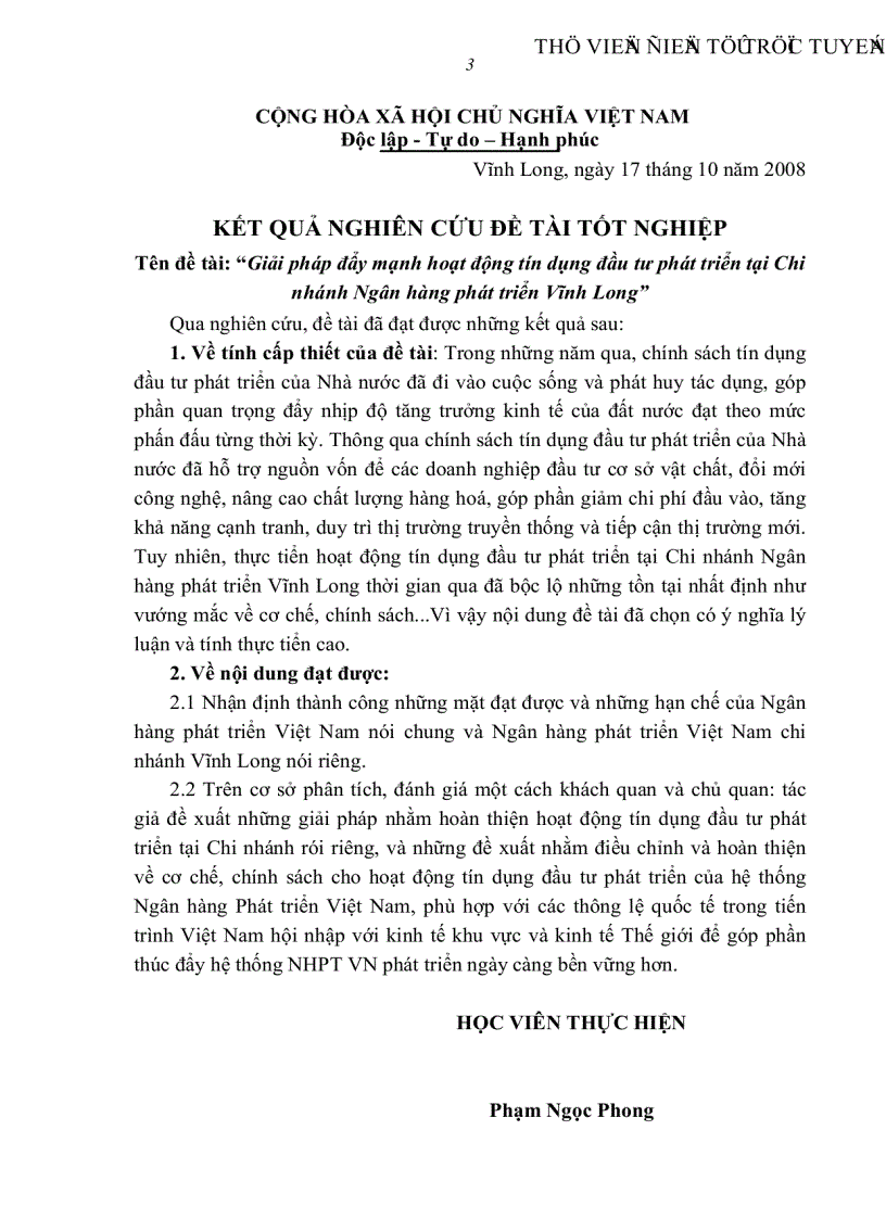 image for page Giải pháp đẩy mạnh hoạt động tín dụng đầu tư phát triển tại Chi nhánh Ngân hàng phát triển Vĩnh Long