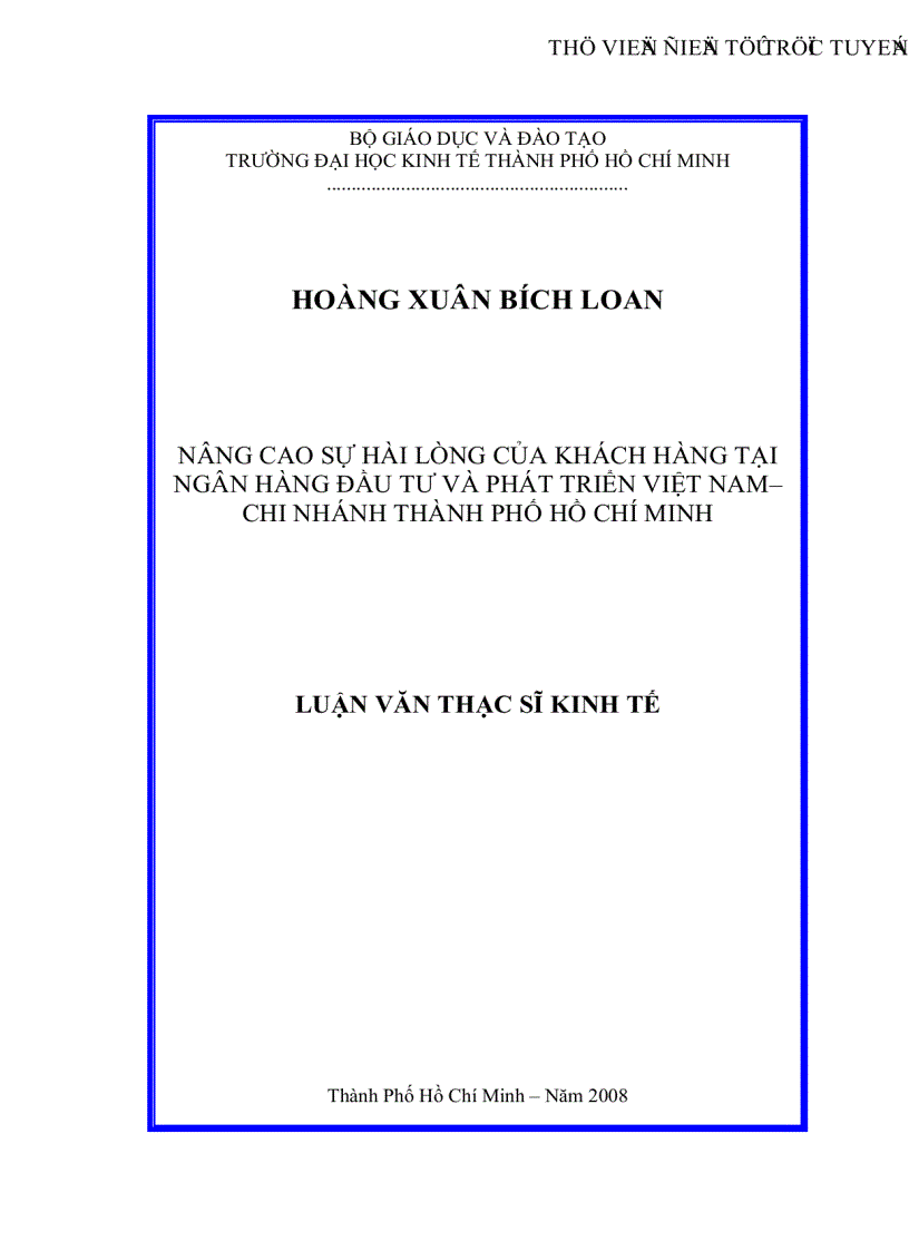 image for page Nâng cao sự hài lòng của khách hàng tại Ngân hàng Đầu Tư và Phát Triển Việt Nam Chi Nhánh TPHCM