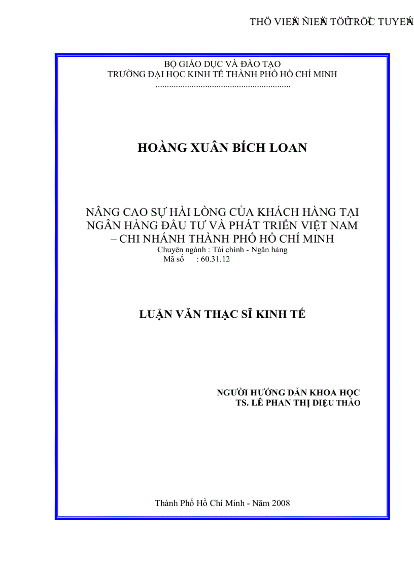 image for page Nâng cao sự hài lòng của khách hàng tại Ngân hàng Đầu Tư và Phát Triển Việt Nam Chi Nhánh TPHCM