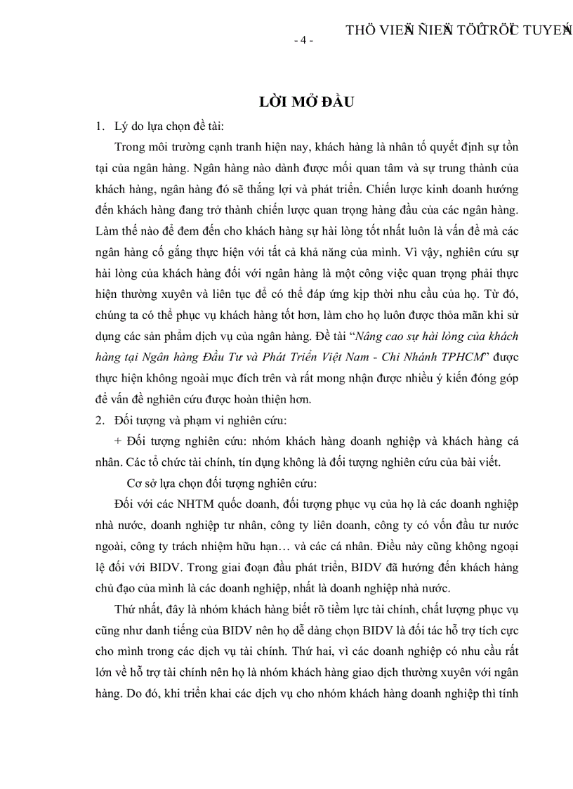 image for page Nâng cao sự hài lòng của khách hàng tại Ngân hàng Đầu Tư và Phát Triển Việt Nam Chi Nhánh TPHCM