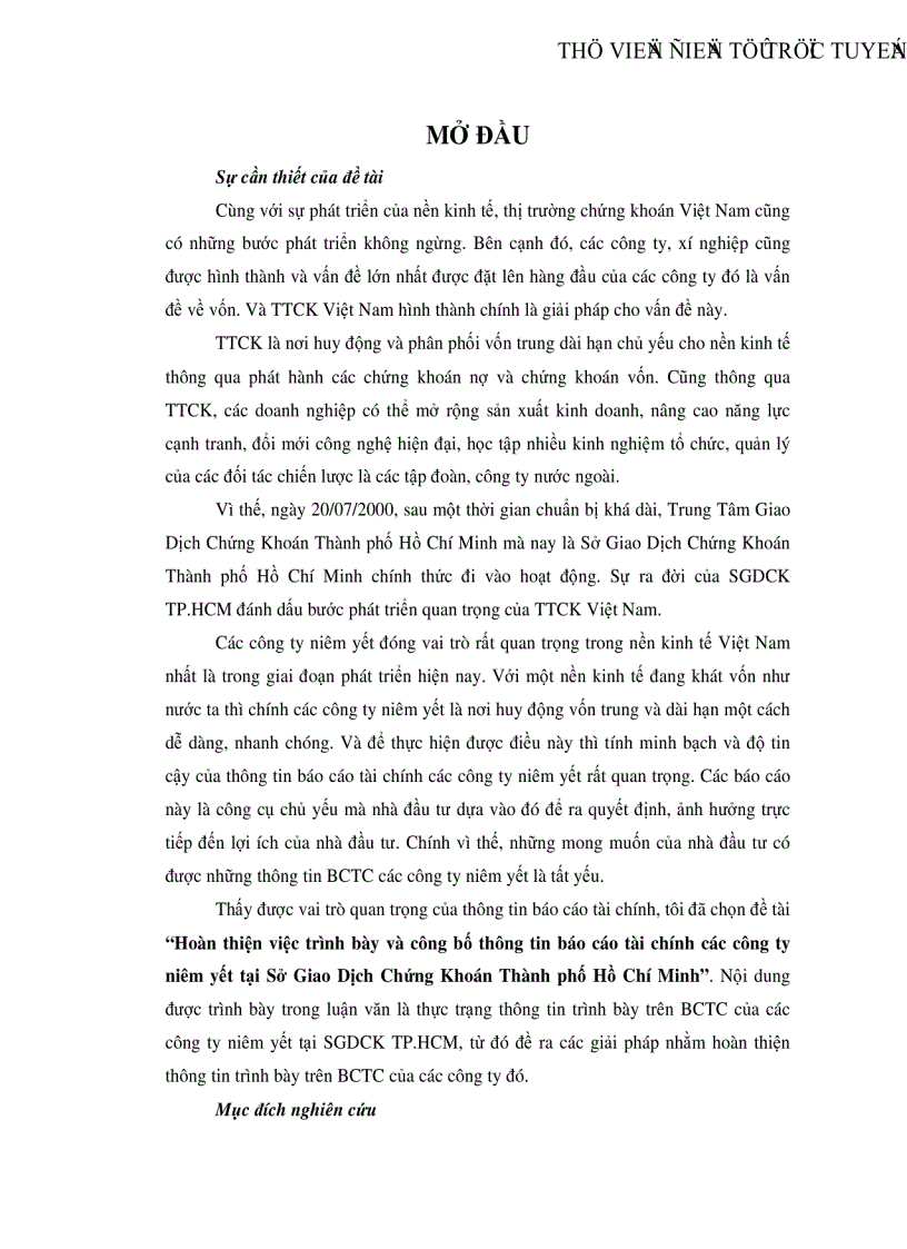 image for page Hoàn thiện việc trình bày và công bố thông tin báo cáo tài chính các công ty niêm yết tại Sở Giao Dịch Chứng Khoán Thành phố Hồ Chí Minh