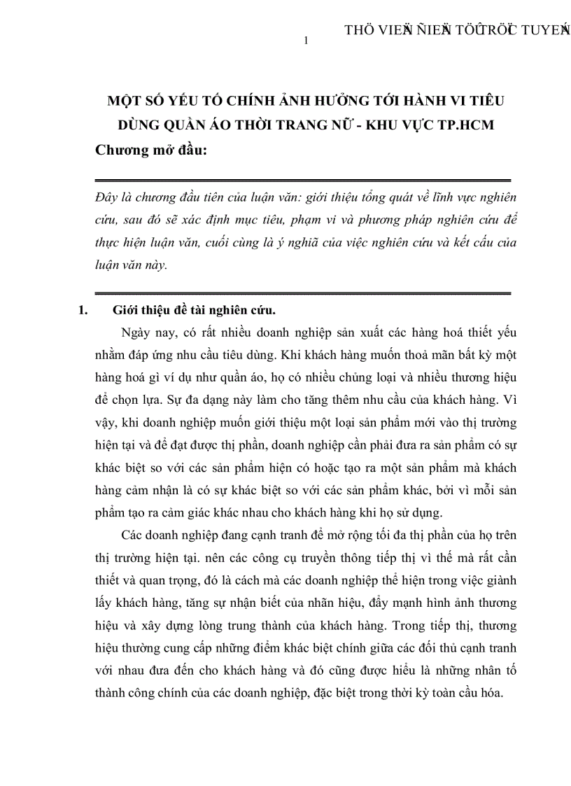 image for page Một số yếu tố chính ảnh hưởng tới hành vi tiêu dùng quần áo thời trang nữ khu vực Tp HCM