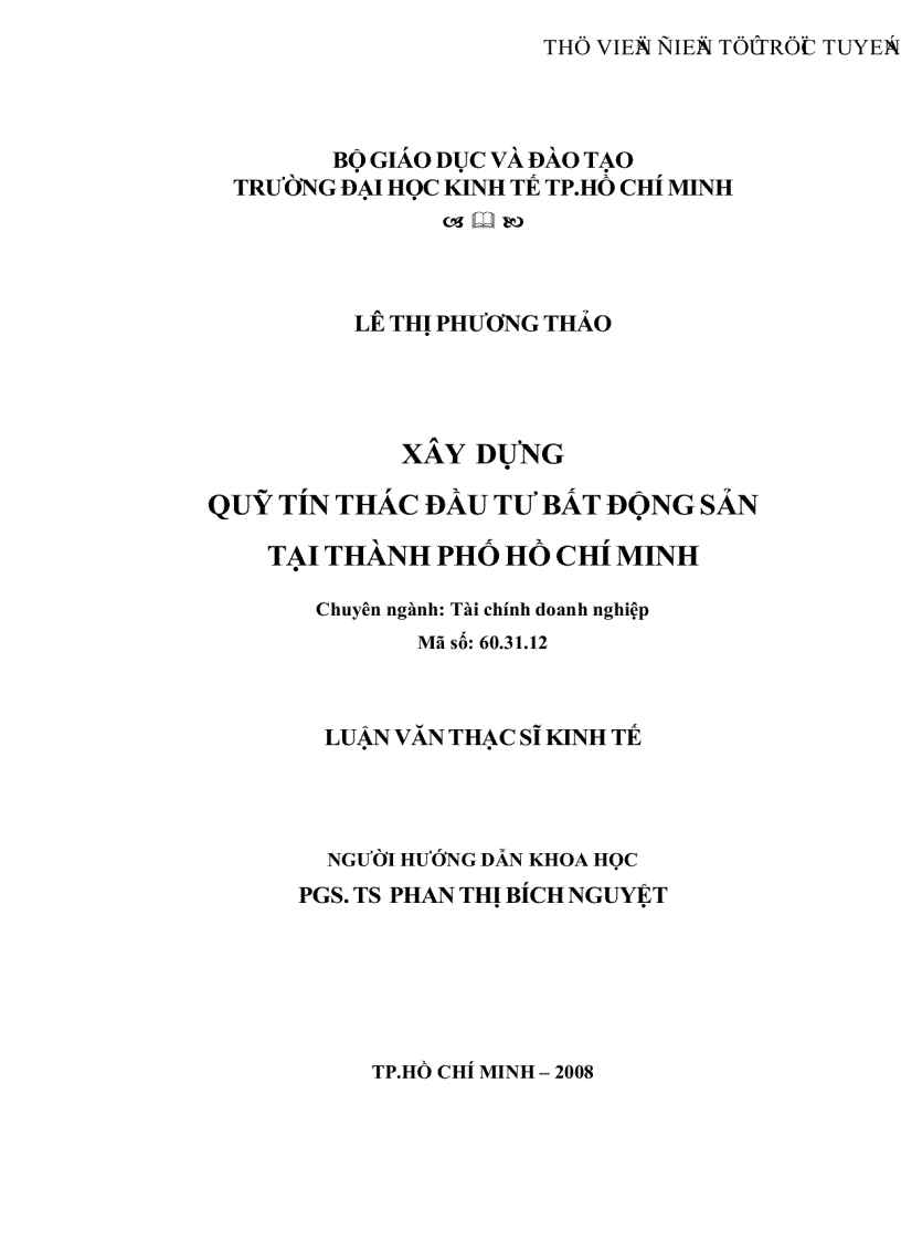 image for page Xây dựng Quỹ tín thác đầu tư bất động sản tại Thành phố Hồ Chí Minh