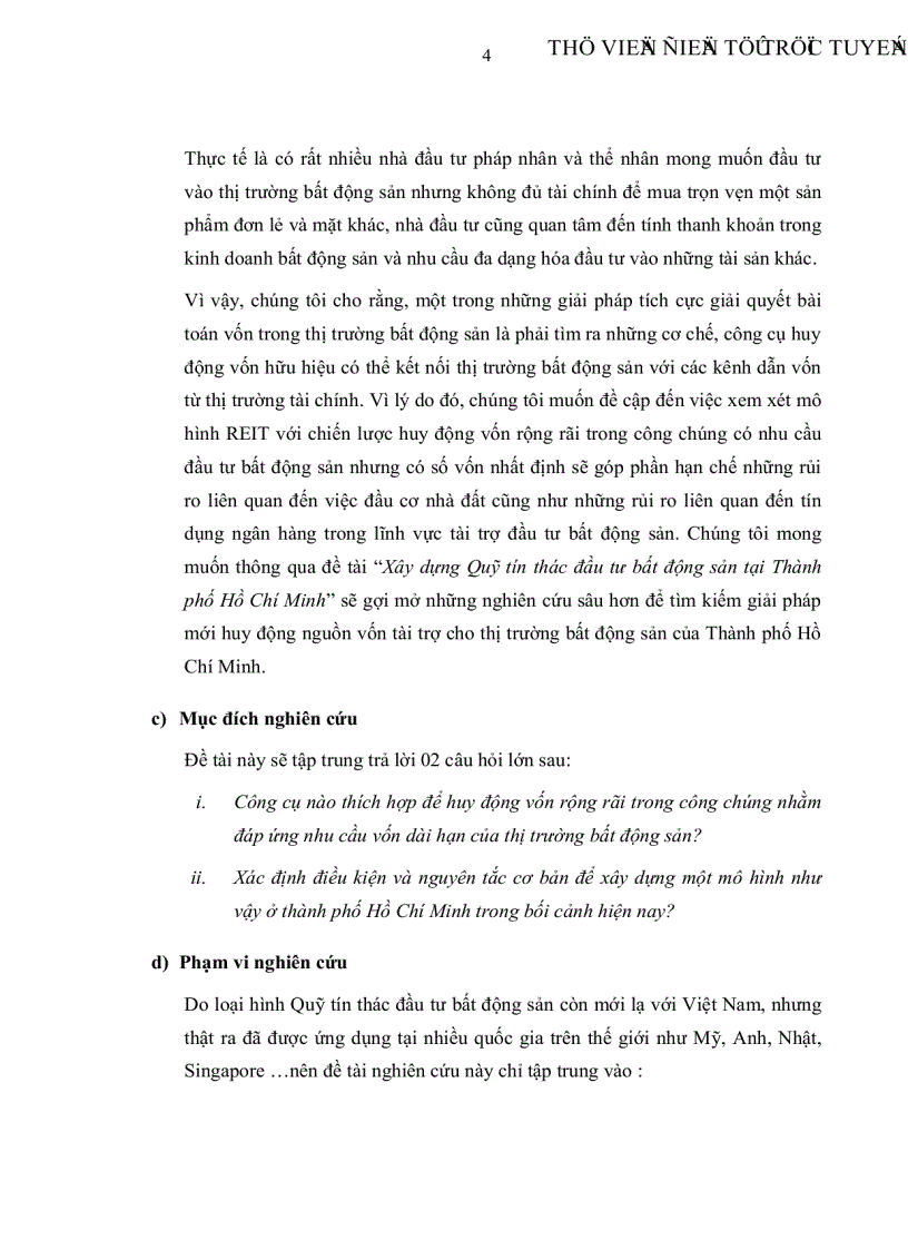 image for page Xây dựng Quỹ tín thác đầu tư bất động sản tại Thành phố Hồ Chí Minh