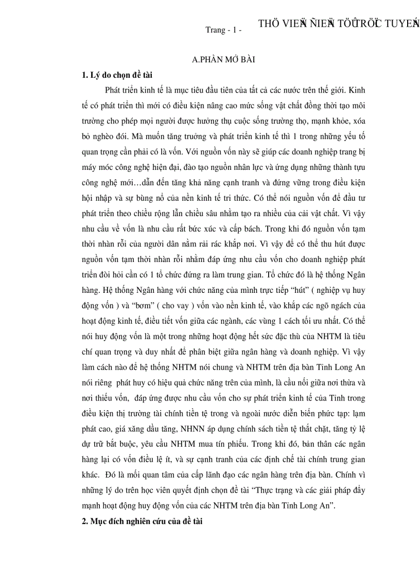 image for page Thực trạng và các giải pháp đẩy mạnh hoạt động huy động vốn của các NHTM trên địa bàn Tỉnh Long An