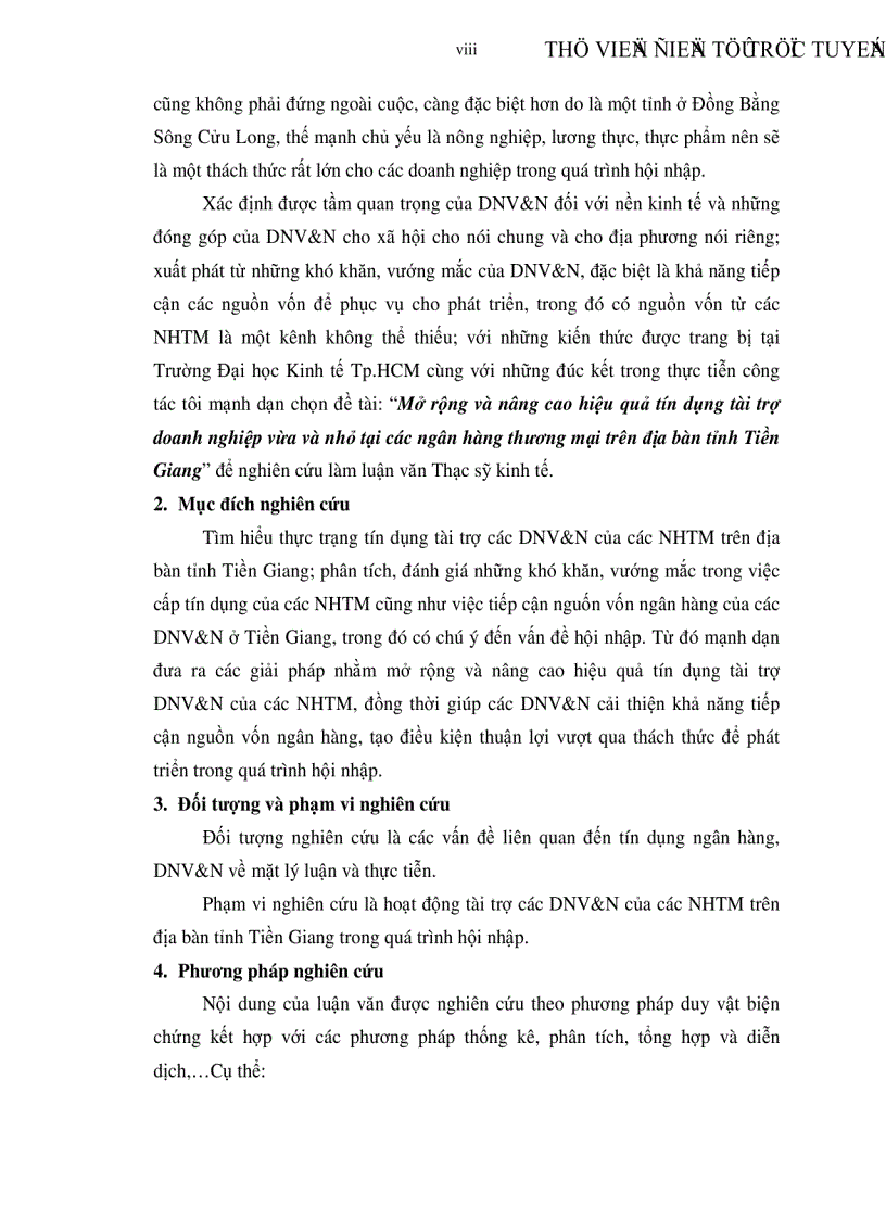 image for page Mở rộng và nâng cao hiệu quả tín dụng tài trợ doanh nghiệp vừa và nhỏ tại các ngân hàng thương mại trên địa bàn tỉnh Tiền Giang