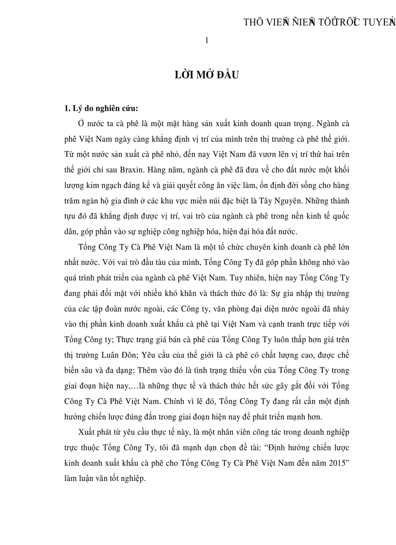 image for page Định hướng chiến lược kinh doanh xuất khNu cà phê cho Tổng Công Ty Cà Phê Việt Nam đến năm 2015