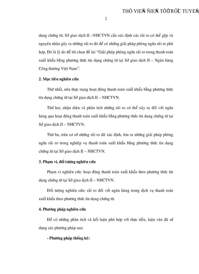 image for page Giải pháp phòng ngừa rủi ro trong thanh toán xuất khẩu bằng phương thức tín dụng chứng từ tại Sở giao dịch II Ngân hàng Công thương Việt Nam