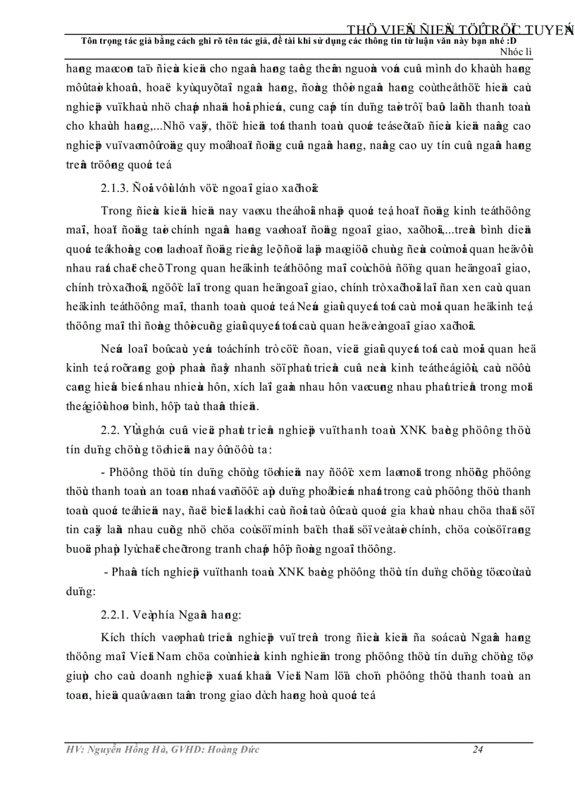 image for page Phát triển nghiệp vụ thanh toán xuất nhập khẩu bằng phương thức tín dụng chứng từ tại Ngân hàng Công thương chi nhánh Trà Vinh