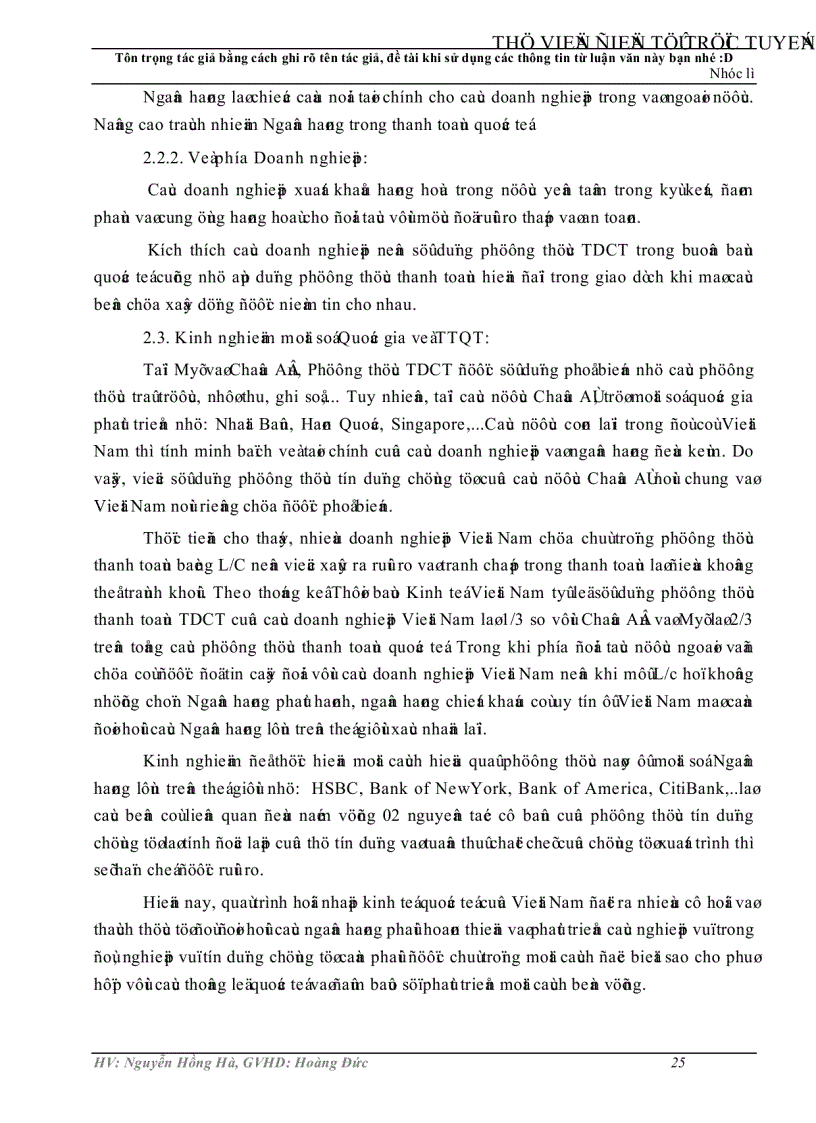 image for page Phát triển nghiệp vụ thanh toán xuất nhập khẩu bằng phương thức tín dụng chứng từ tại Ngân hàng Công thương chi nhánh Trà Vinh