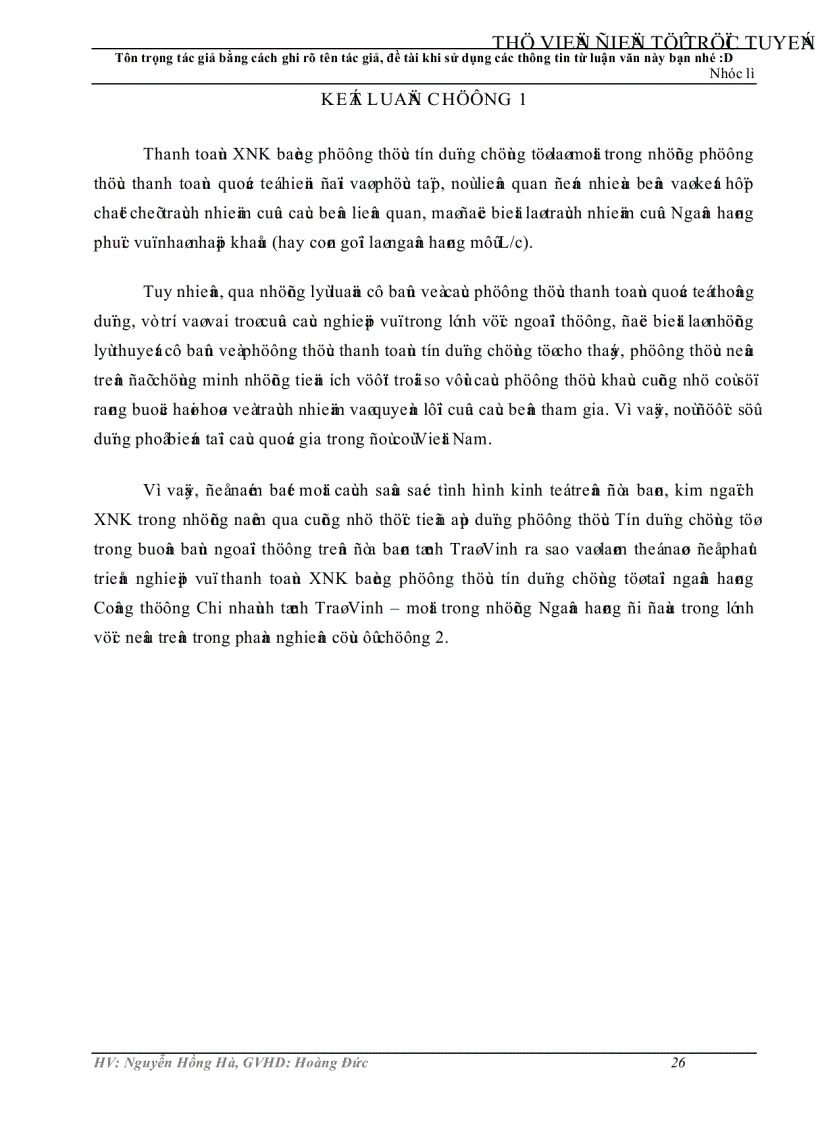 image for page Phát triển nghiệp vụ thanh toán xuất nhập khẩu bằng phương thức tín dụng chứng từ tại Ngân hàng Công thương chi nhánh Trà Vinh