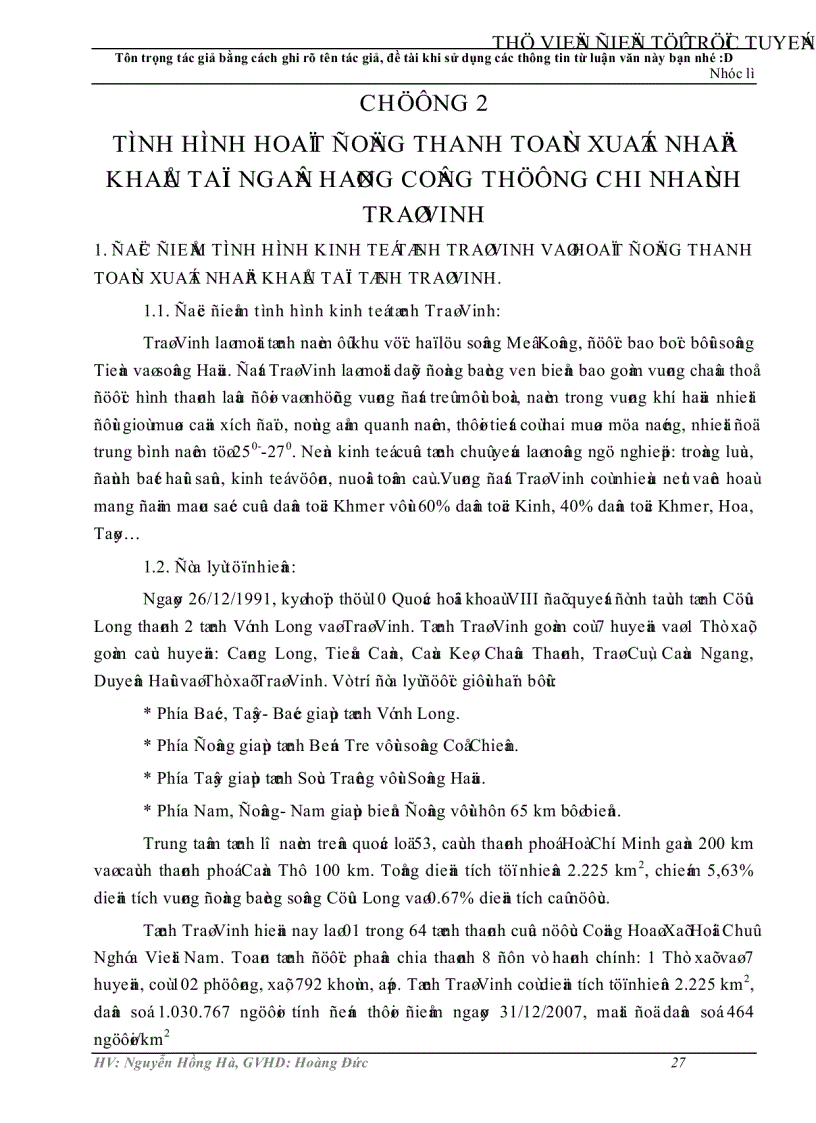 image for page Phát triển nghiệp vụ thanh toán xuất nhập khẩu bằng phương thức tín dụng chứng từ tại Ngân hàng Công thương chi nhánh Trà Vinh
