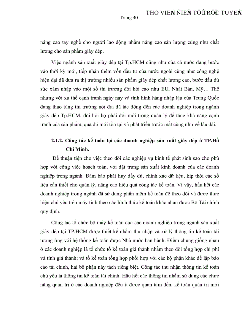 image for page Vận dụng kế toán quản trị vào việc kiểm soát chất lượng toàn diện tại các doanh nghiệp sản xuất giày dép ở thành phố Hồ Chí Minh