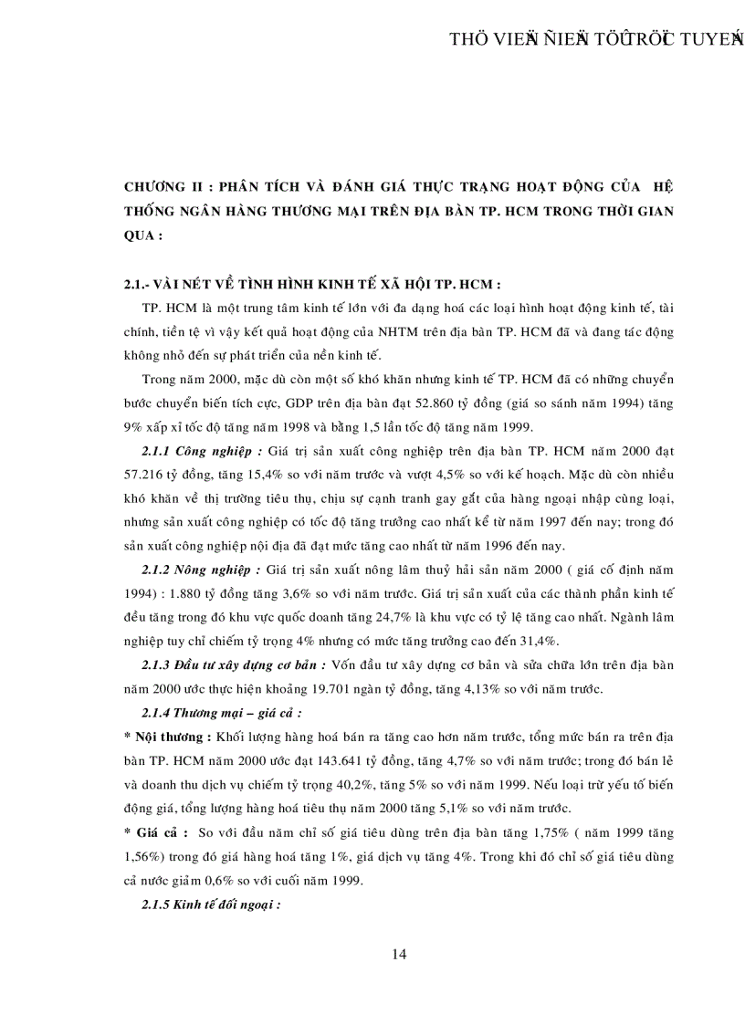 image for page Phân tích và đánh giá thực trạng và một số giải pháp cơ bản để nâng cao hiệu quả hoạt động của hệ thống ngân hàng thương mại trên địa bàn Tp Hồ Chí Minh trong thời gian