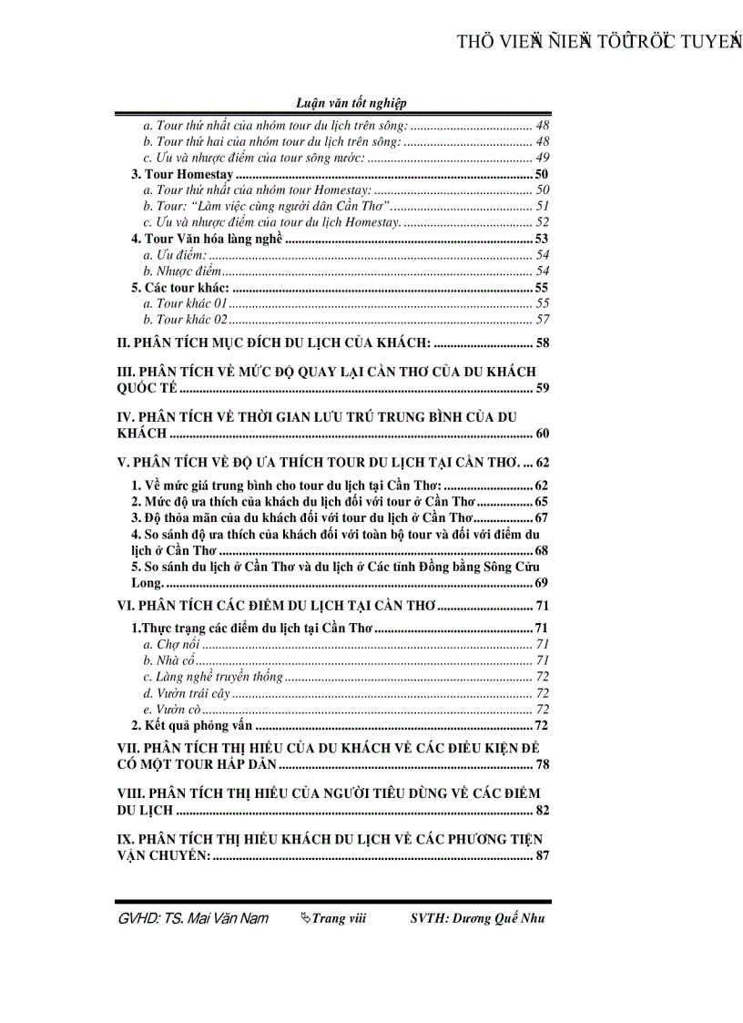 image for page Đánh giá mức thỏa mãn nhu cầu khách quốc tế của du lịch Cần Thơ và một số biện pháp thu hút khách du lịch đến Cần Thơ