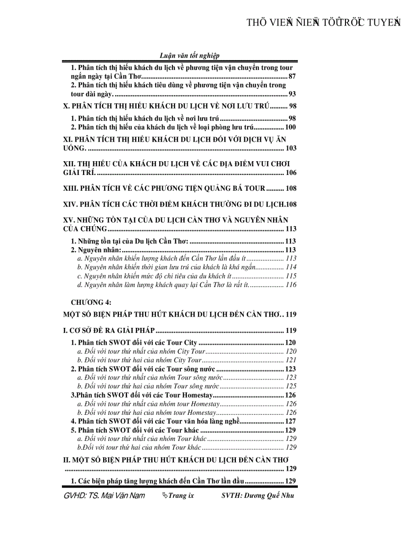 image for page Đánh giá mức thỏa mãn nhu cầu khách quốc tế của du lịch Cần Thơ và một số biện pháp thu hút khách du lịch đến Cần Thơ