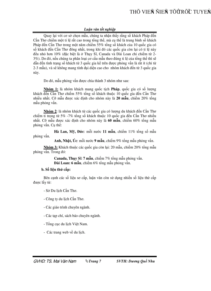 image for page Đánh giá mức thỏa mãn nhu cầu khách quốc tế của du lịch Cần Thơ và một số biện pháp thu hút khách du lịch đến Cần Thơ