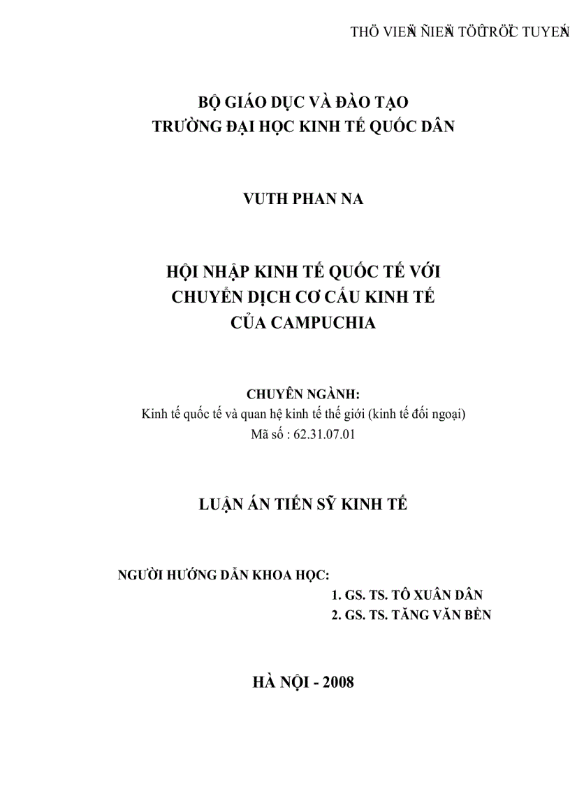 Hội nhập kinh tế quốc tế với chuyển dịch cơ cấu kinh tế của Campuchia