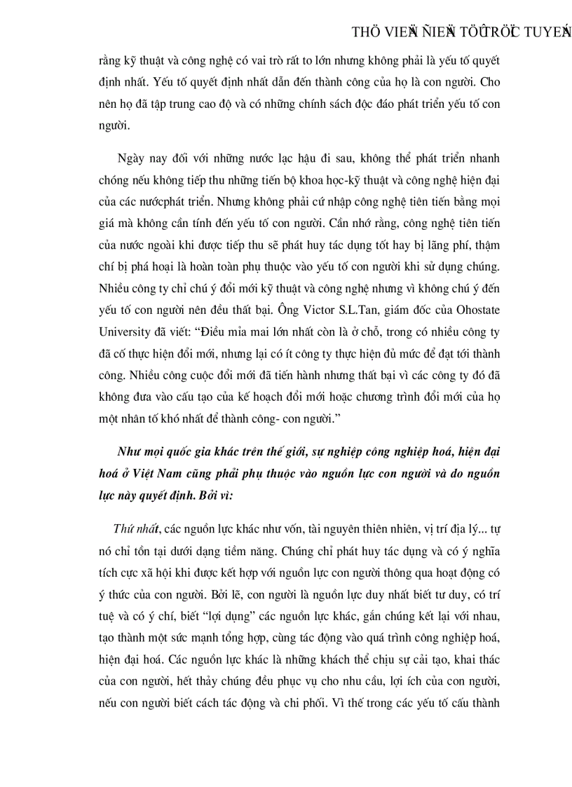 image for page Vai trò của con người trong quá trình công nghiệp hoá hiện đại hóa đất nước