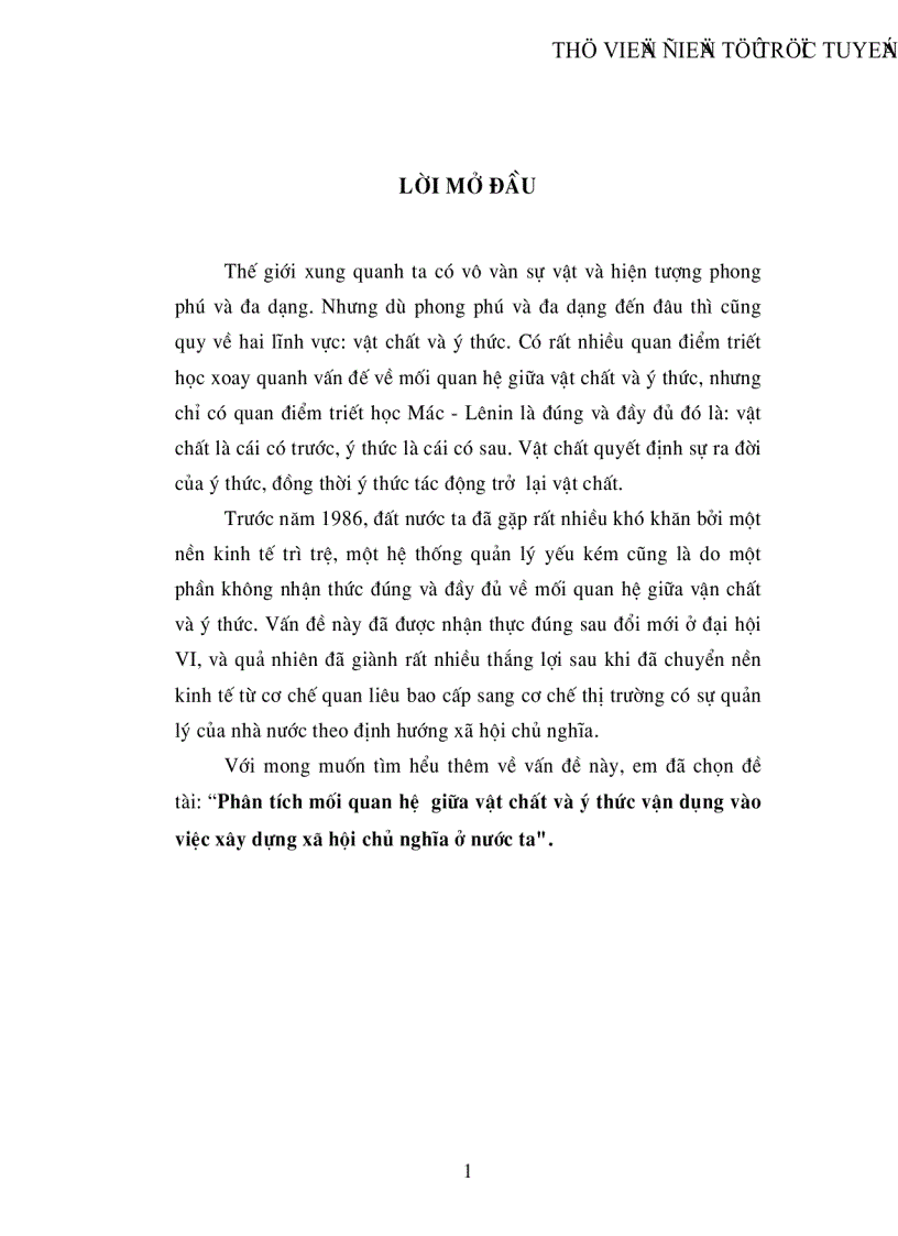 image for page Phân tích mối quan hệ giữa vật chất và ý thức vận dụng vào việc xây dựng xã hội chủ nghĩa ở nước ta