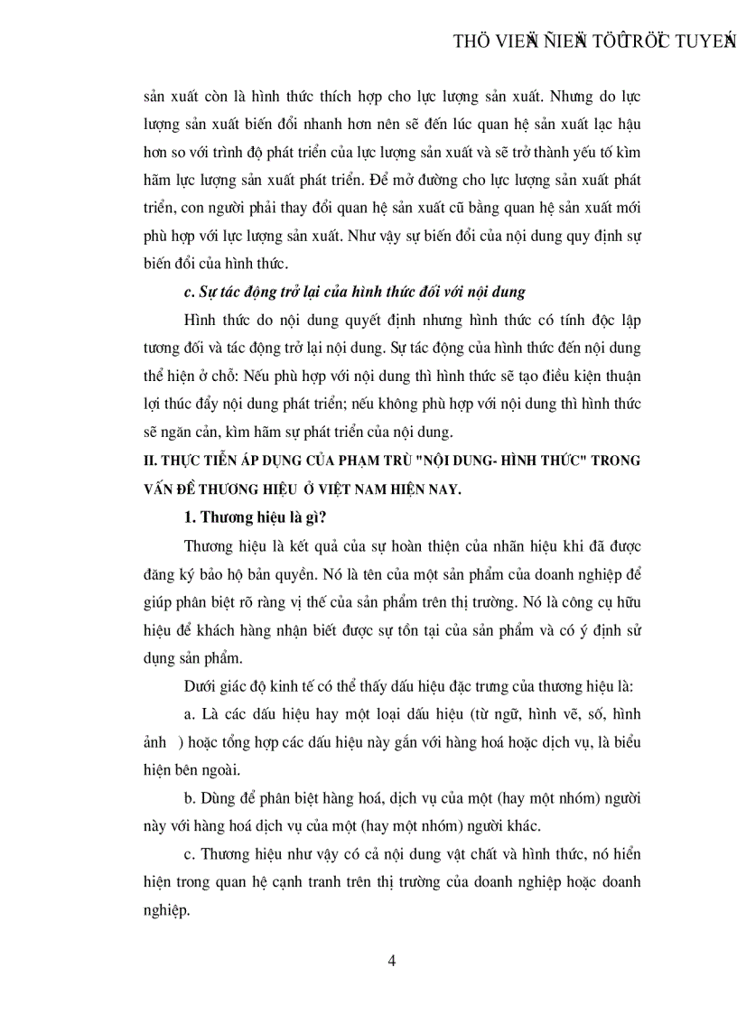 image for page Thực tiễn áp dụng cặp phạm trù Nội dung hình thức trong vấn đề thương hiệu trong nền kinh tế thị trường định hướng XHCN ở Việt Nam Thực trạng và giải pháp