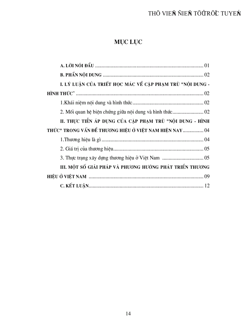 image for page Thực tiễn áp dụng cặp phạm trù Nội dung hình thức trong vấn đề thương hiệu trong nền kinh tế thị trường định hướng XHCN ở Việt Nam Thực trạng và giải pháp