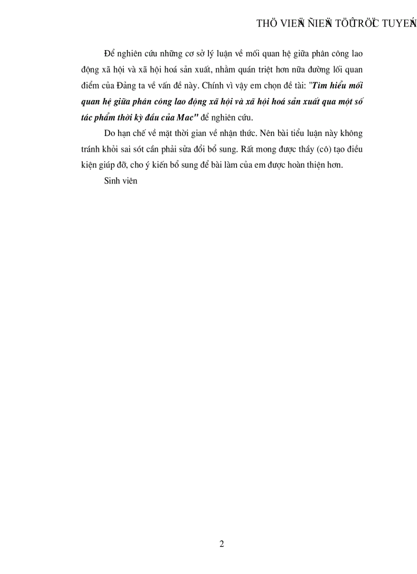 image for page Tìm hiểu mối quan hệ giữa phân công lao động xã hội và xã hội hoá sản xuất qua một số tác phẩm thời kỳ đầu của Mac