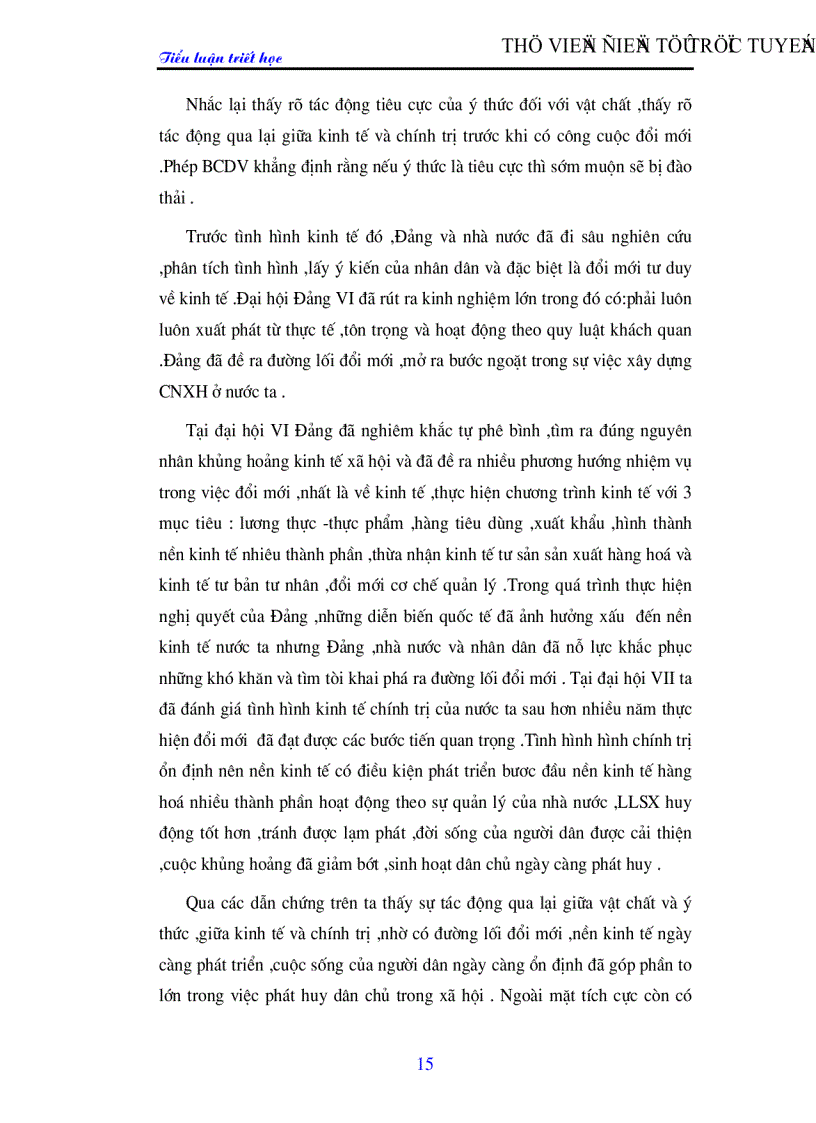 image for page Mối quan hệ giữa vật chất và ý thức trong việc xây dựng nền kinh tế mới hiện nay ở nước ta