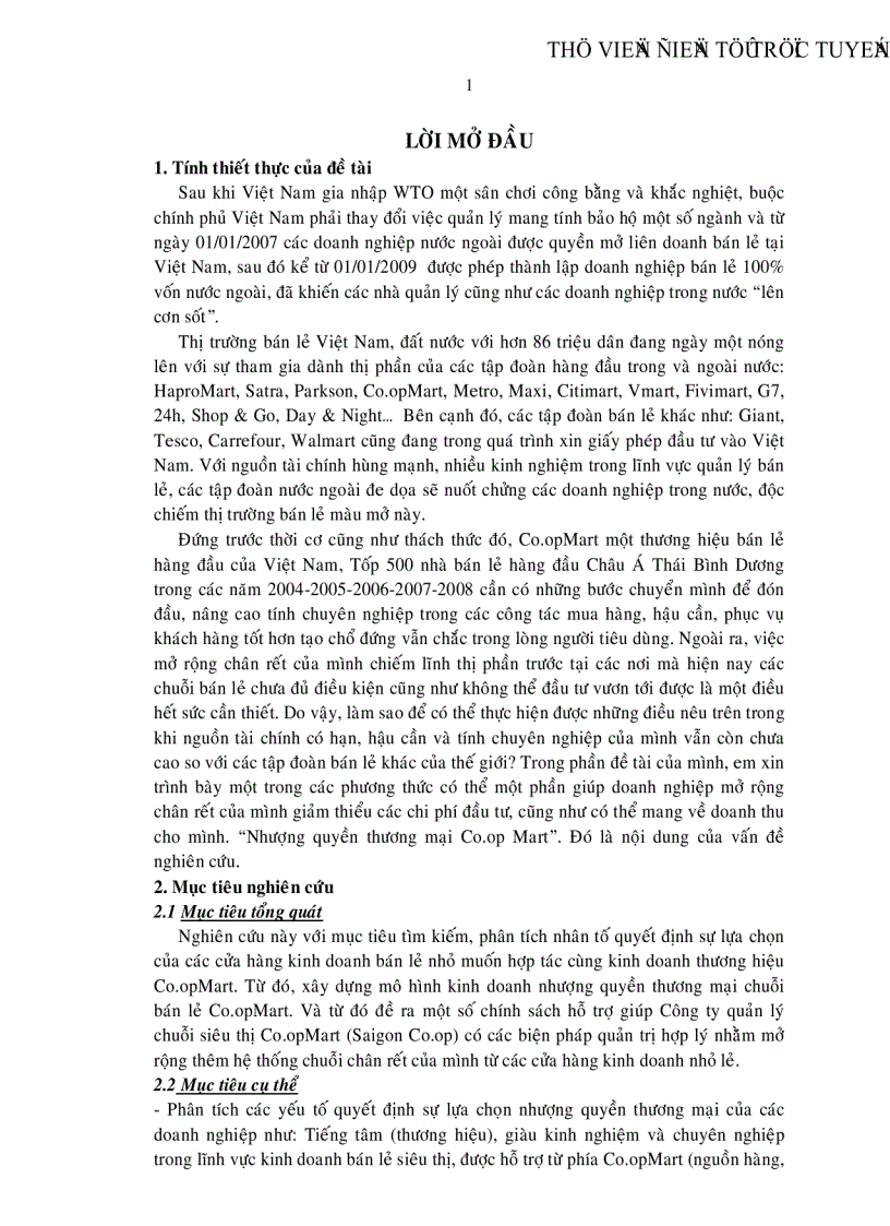 image for page Xây dựng mô hình kinh doanh nhượng quyền thương mại chuỗi cửa hàng bán lẻ CoopMart tại TP HCM