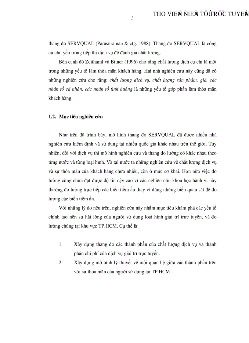 image for page Đo lường chất lượng sịch vụ và chi phí tác động đến sự thỏa mãn của người sử dụng dịch vụ giải trí trực tuyến tại TP HCM
