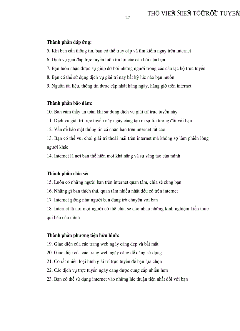 image for page Đo lường chất lượng sịch vụ và chi phí tác động đến sự thỏa mãn của người sử dụng dịch vụ giải trí trực tuyến tại TP HCM