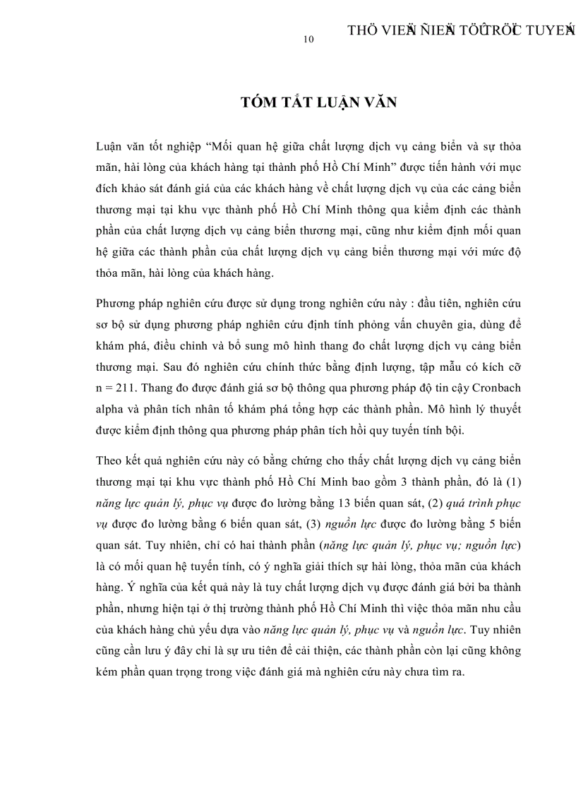 image for page Mối quan hệ giữa chất lượng dịch vụ cảng biển và sự thỏa mãn hài lòng của khách hàng tại thành phố Hồ Chí Minh