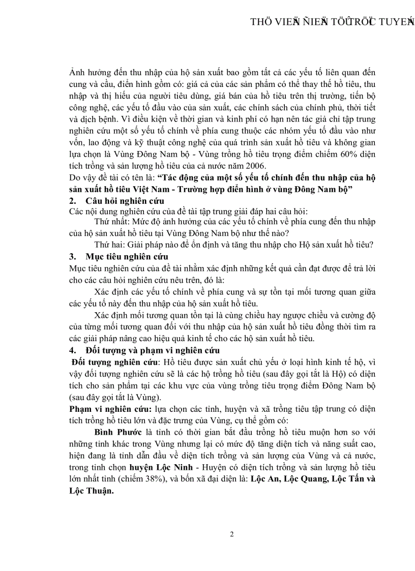 image for page Tác động của một số yếu tố chính đến thu nhập của hộsản xuất hồ tiêu Việt Nam Trường hợp điển hình ở vùng Đông Nam bộ