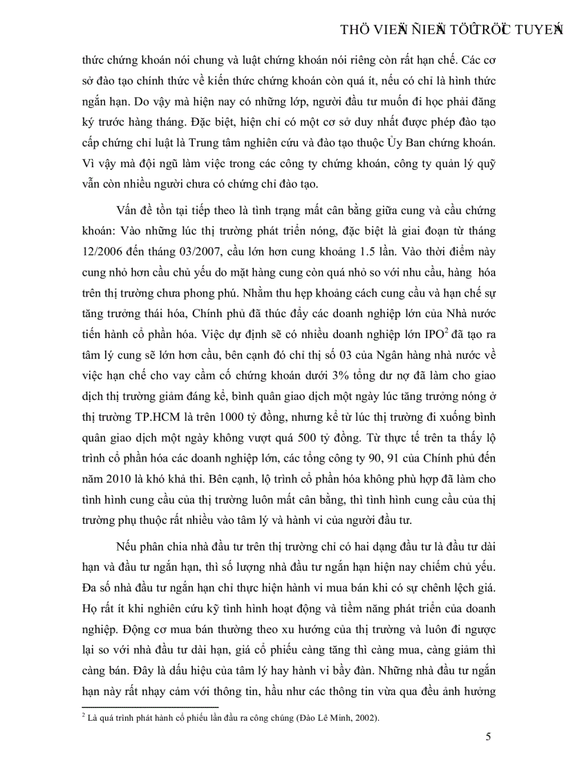 image for page Ảnh hưởng của thông tin bất cân xứng đối với nhà đầu tư trên thị trường chứng khoán Tp HCM