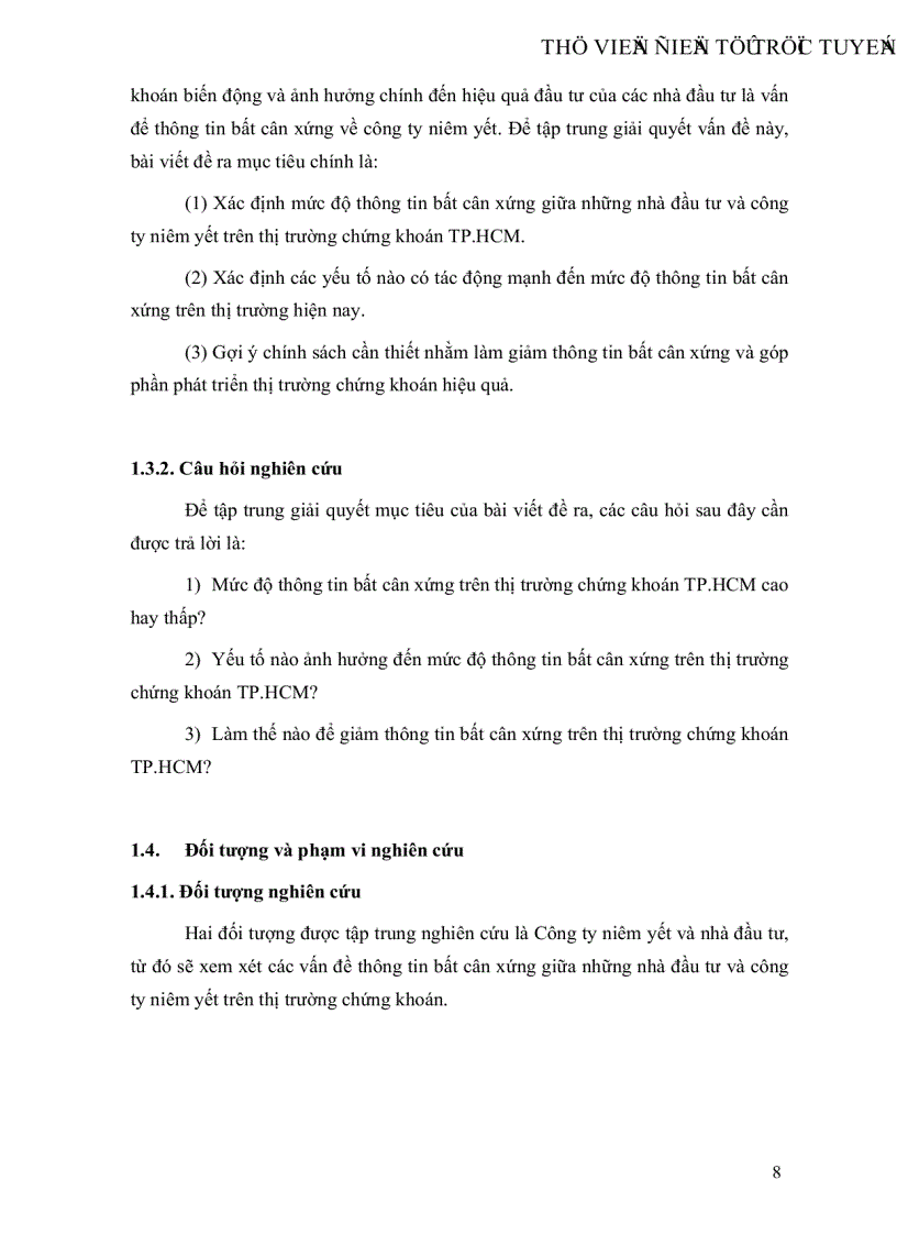 image for page Ảnh hưởng của thông tin bất cân xứng đối với nhà đầu tư trên thị trường chứng khoán Tp HCM