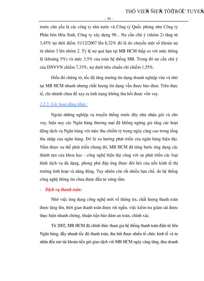 image for page Kiếm soát tín dụng đối với doanh nghiệp vừa và nhỏ tại Ngân hàng TMCP Quân đội CN Hồ Chí Minh