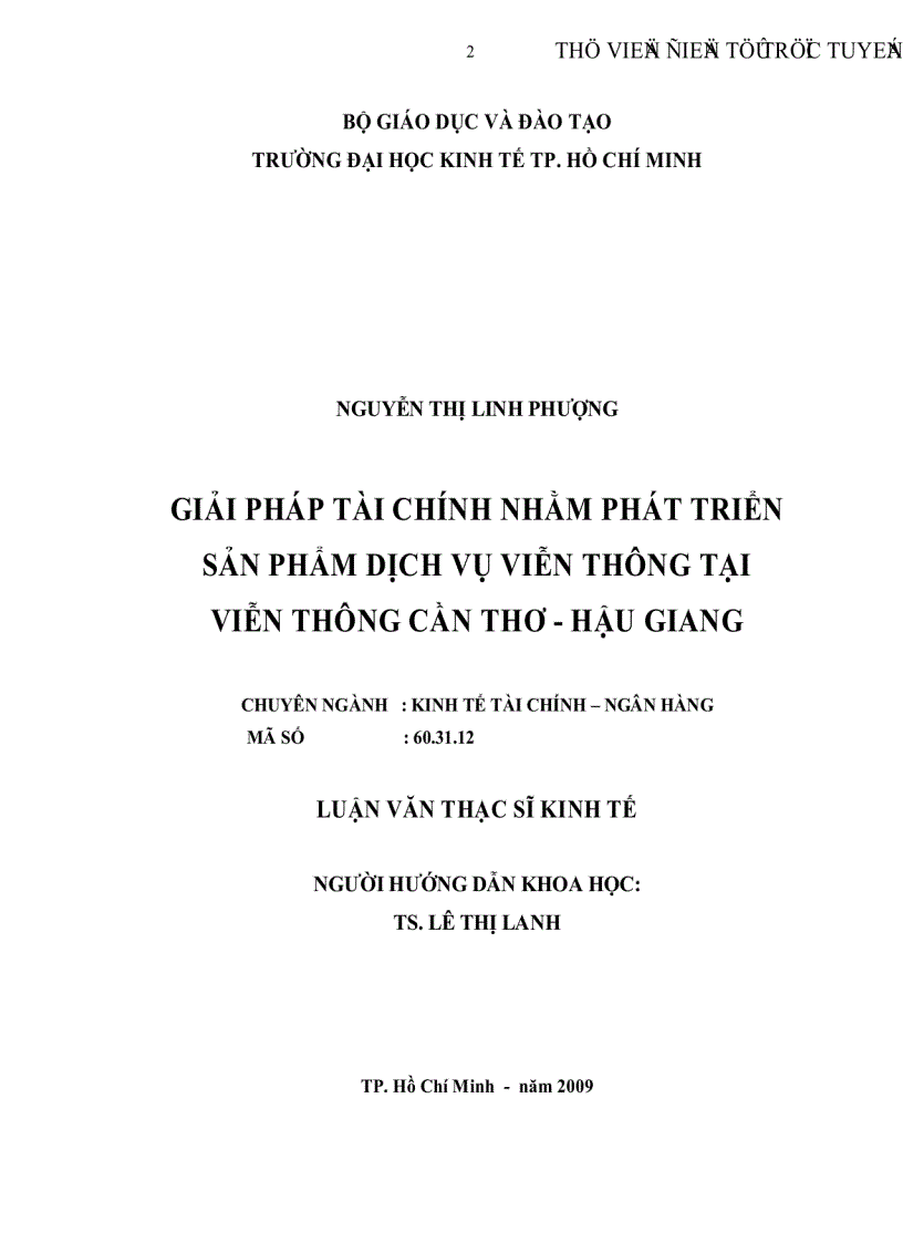 Giải pháp tài chính nhằm phát triển sản phẩm dịch vụ viễn thông tại Viễn thông Cần Thơ Hậu Giang