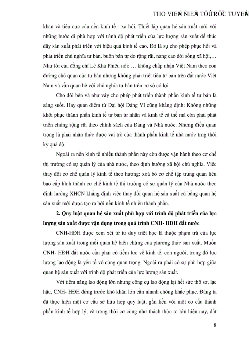 image for page Vận dụng quan điểm triết học Mác xít về quy luật quan hệ sản xuất phải phù hợp với trình độ lực lượng sản xuất để phát triển những thành tựu hạn chế trong phát triển kinh tế xã