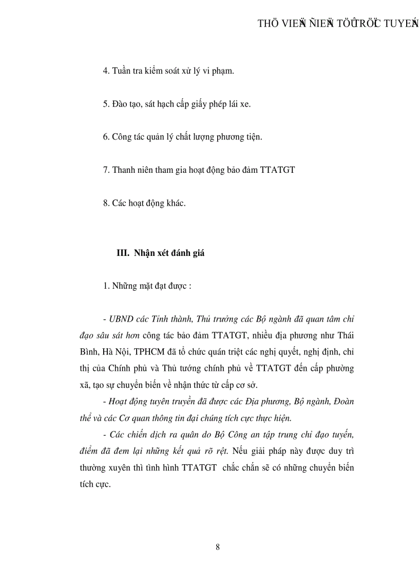 image for page Vận dụng cặp phạm trù nguyên nhân kết quản để nói về công tác đảm bảo trật tự an toàn giao thông năm 2005
