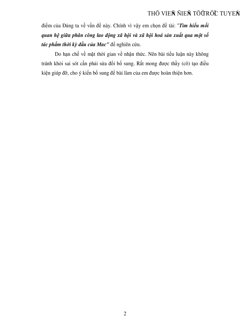 image for page Tìm hiểu mối quan hệ giữa phân công lao động xã hội và xã hội hoá sản xuất qua một số tác phẩm thời kỳ đầu của Mac